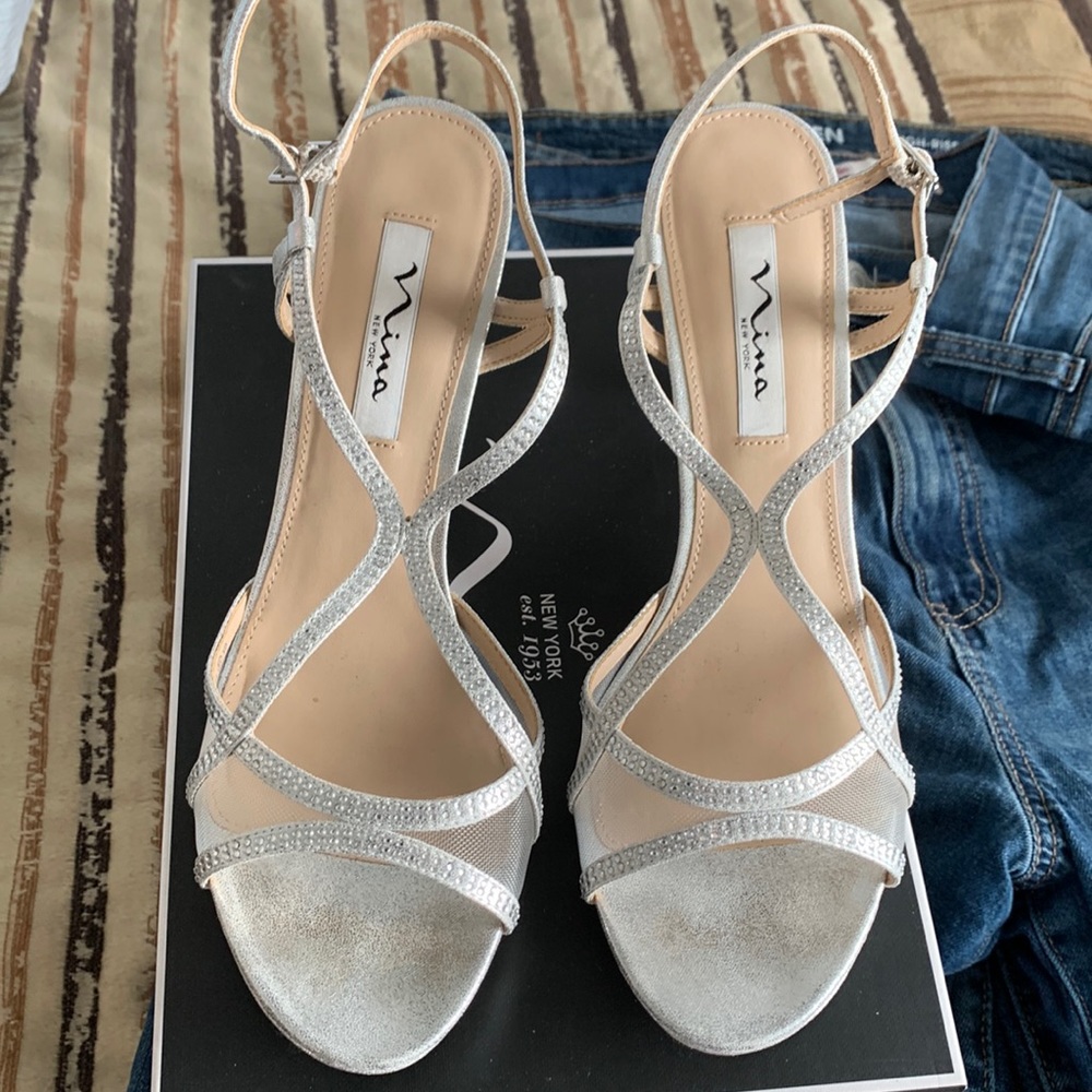 Mina silver dress heels